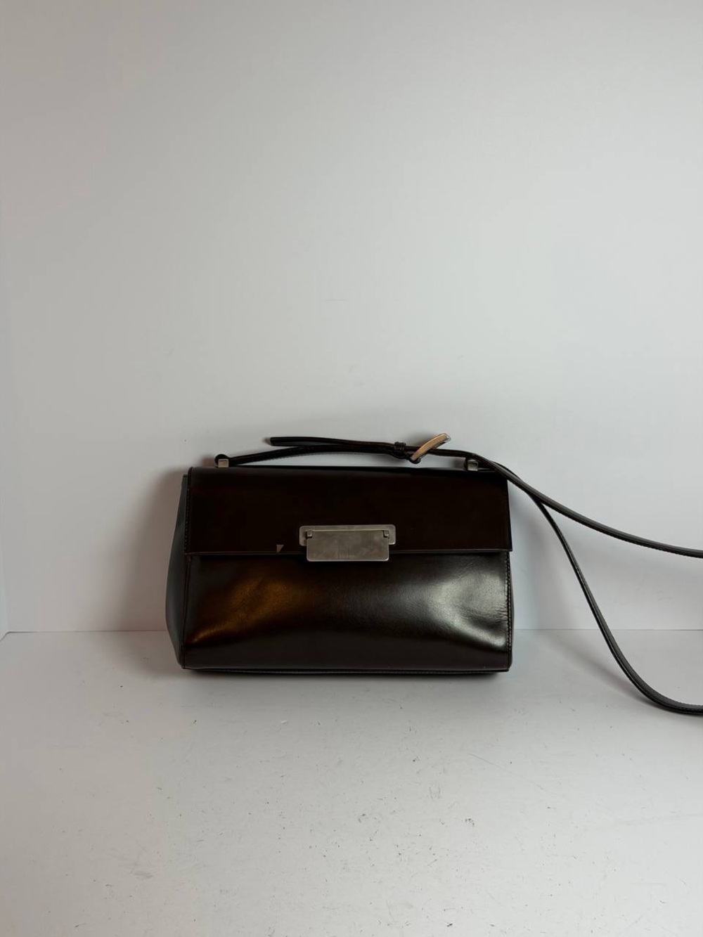 Prada Vitello Lissato Dark Brown Calf Leather Shoulder Bag